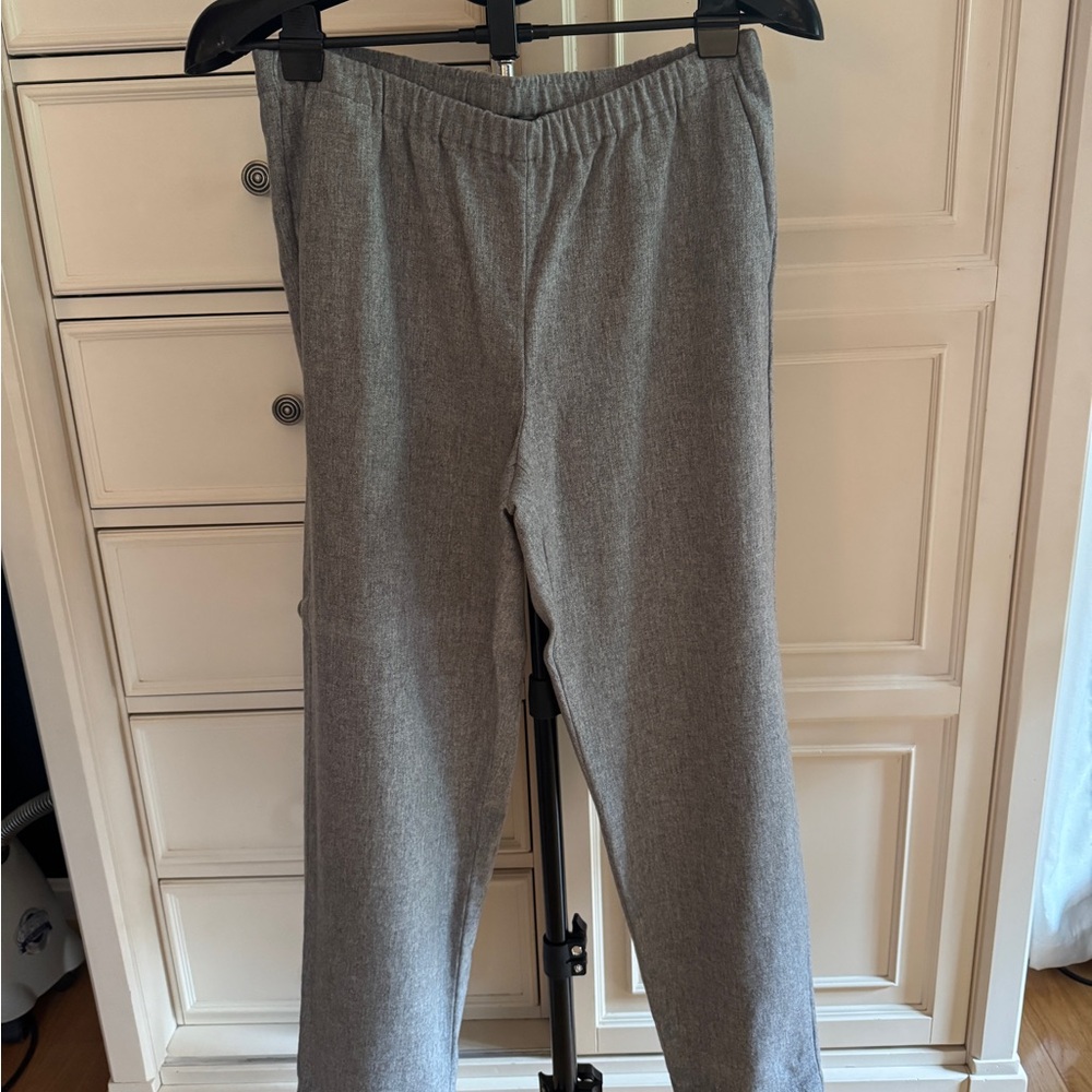 Eileen Fisher Light Gray Straight-Leg Knit Pants